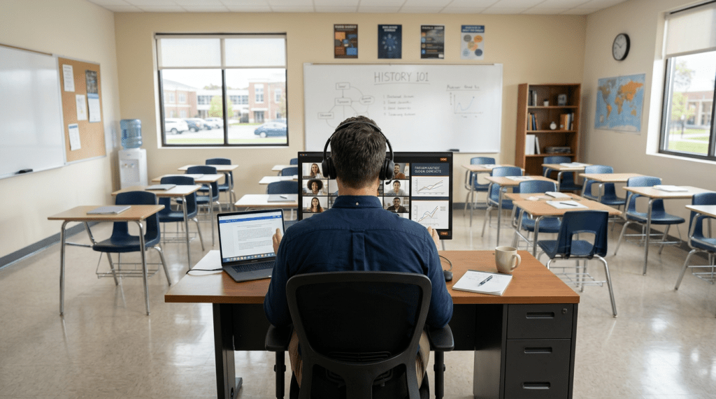 Man from behind, wider horizontal layout